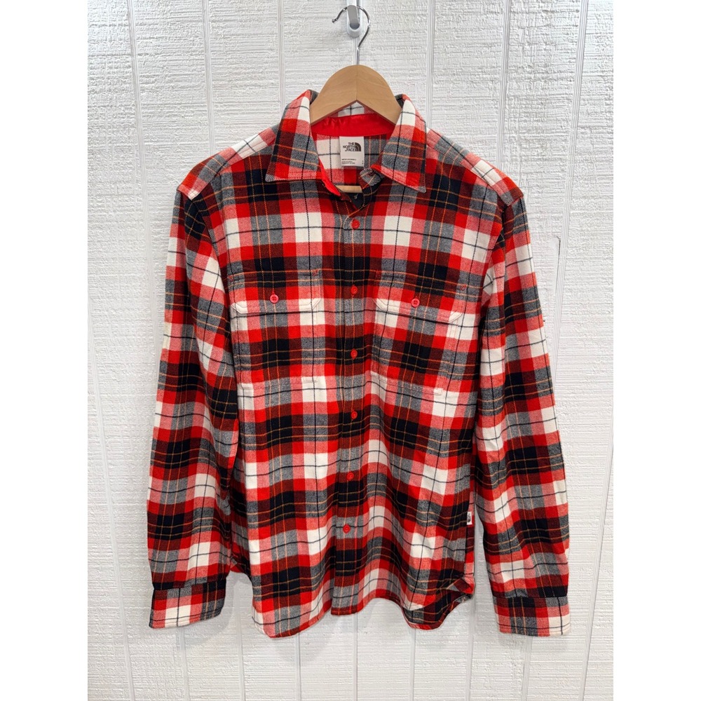 The North Face Arroyo Flannel Shirt Mens Fiery Red Plaid Button Up Small NEW